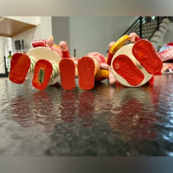 3 Vintage Wooden Doll Holiday Christmas Ornaments Made in Taiwan - Picture 8 of 14